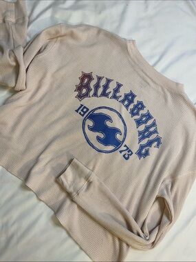 Billabong Pale Pink Cropped Waffle Crewneck Sweater
